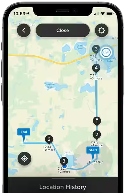 Cube Tracker app location history screen